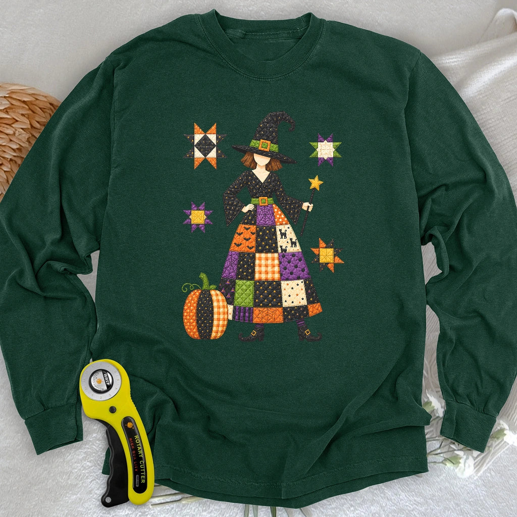 Patchwork Quilt Witch Long Sleeve T-shirt