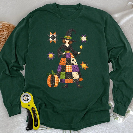 Patchwork Quilt Witch Long Sleeve T-shirt