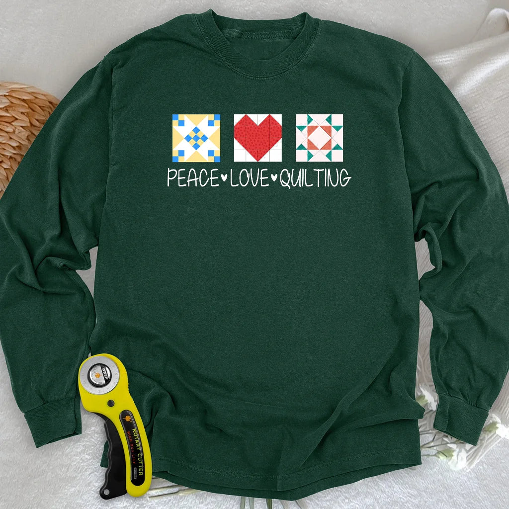 Peace Love Quilting Langarm-T-Shirt