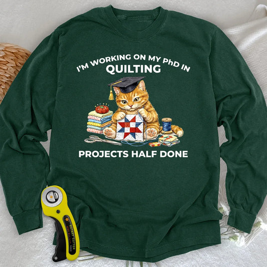 PhD in Quilting Langarm-T-Shirt