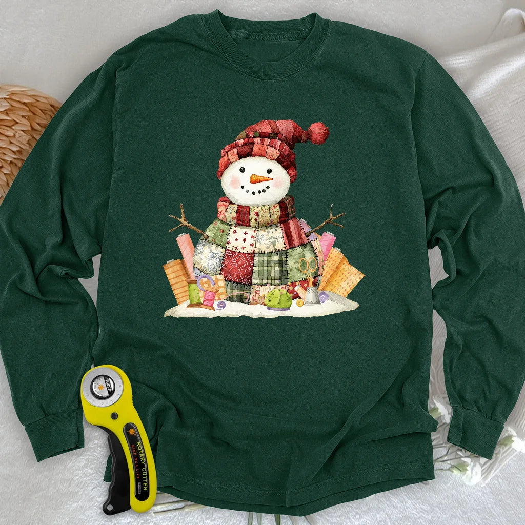 Quilting Snowman Long Sleeve T-shirt