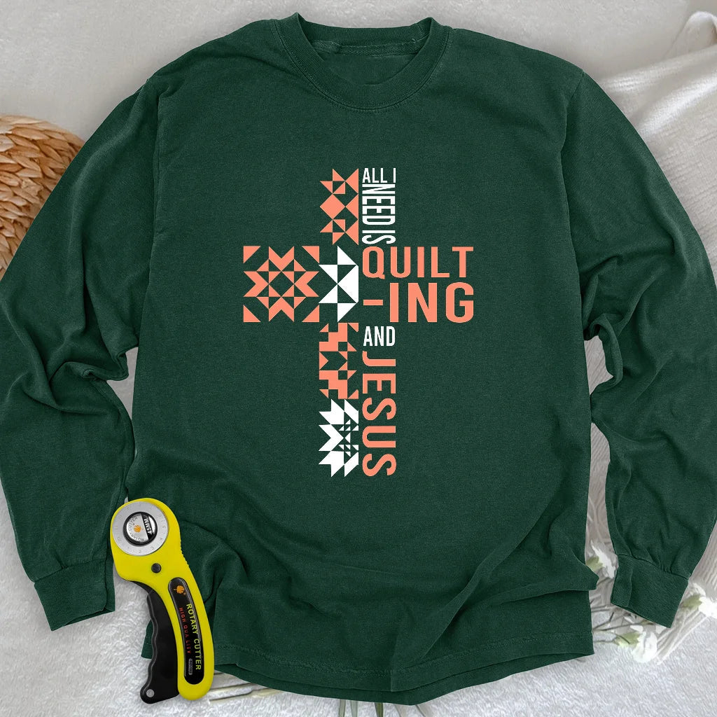 Steppnähen und Jesus Langarm-T-Shirt