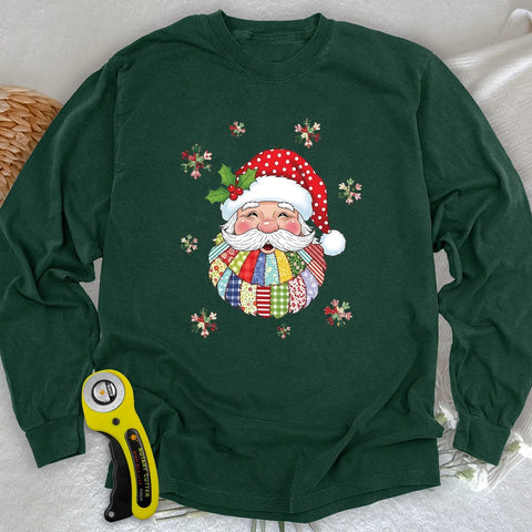 Maglietta a maniche lunghe con toppa di Babbo Natale