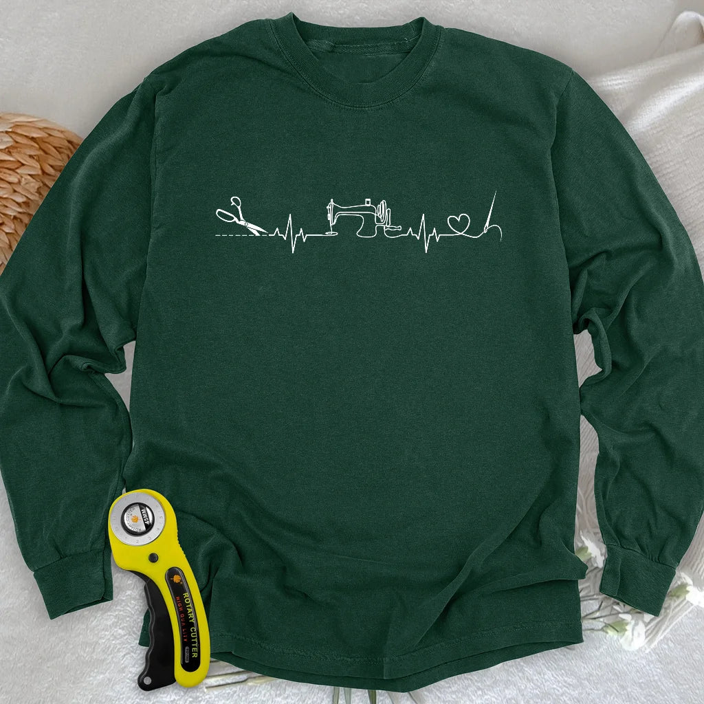 Sewing Heartbeat Long Sleeve T-shirt