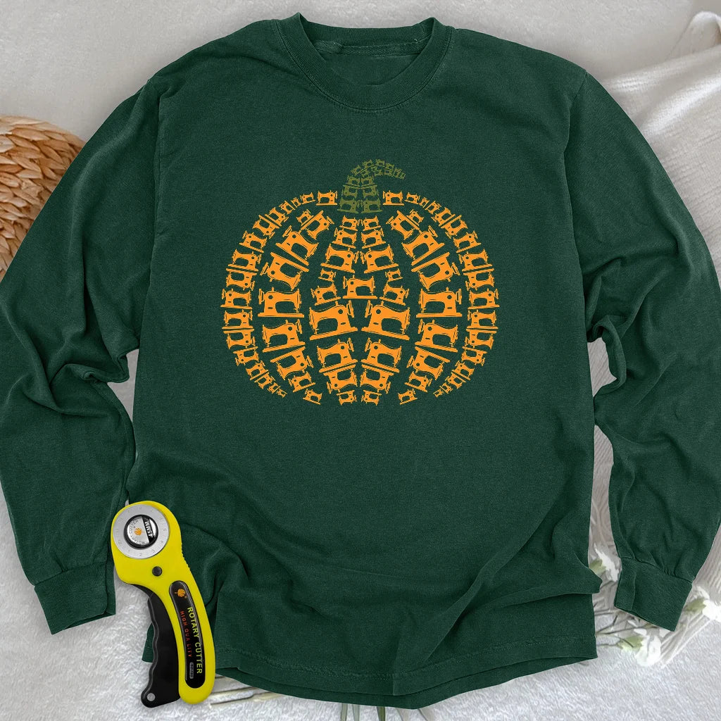 Nähmaschinen Kürbis Langarm-T-Shirt