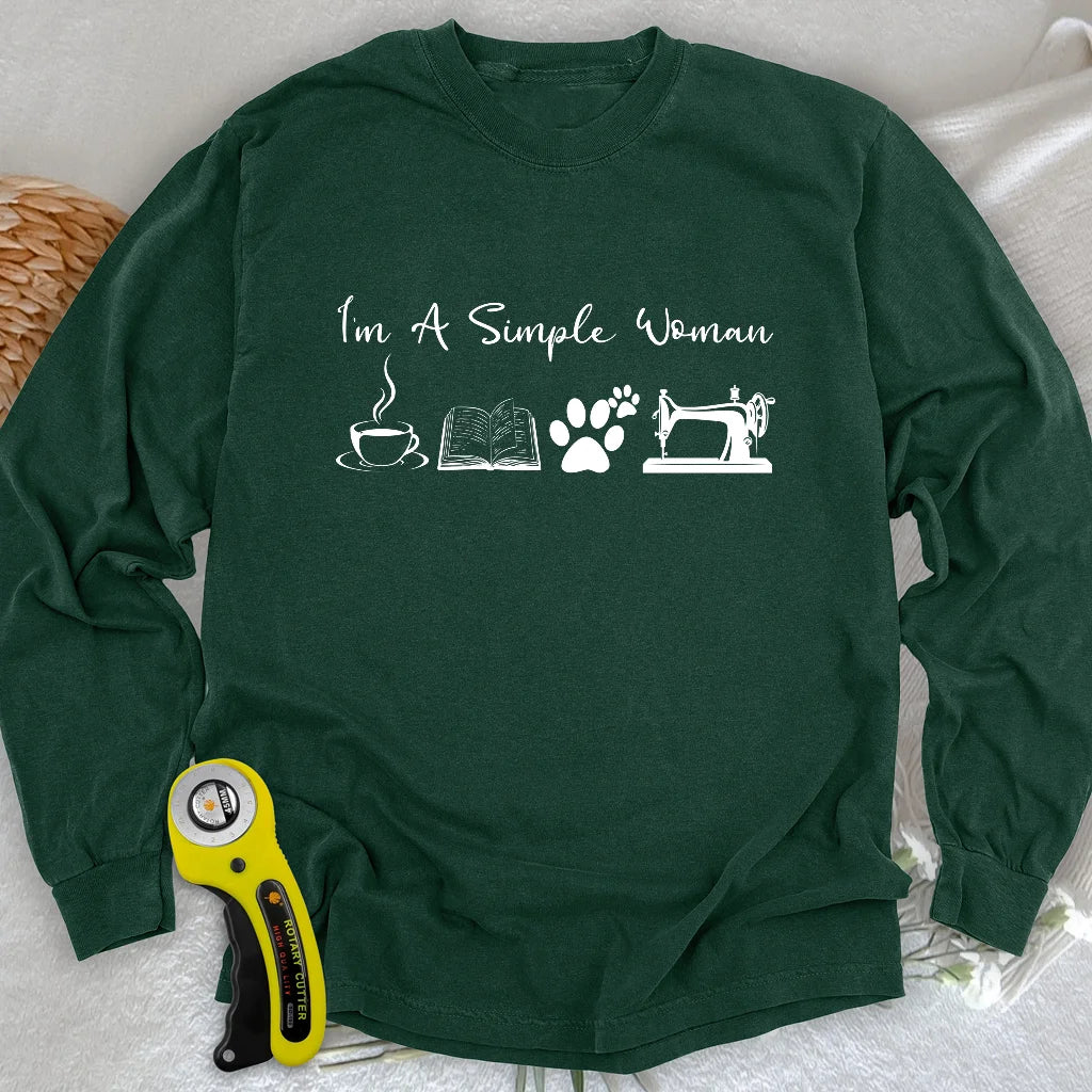 Nähende Frau Langarm-T-Shirt