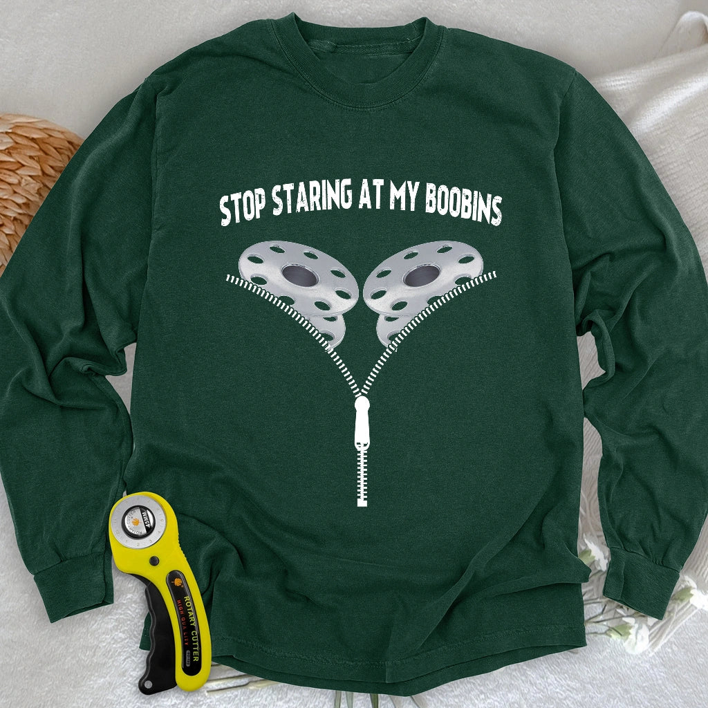 Stop Staring At Boobins Long Sleeve T-shirt