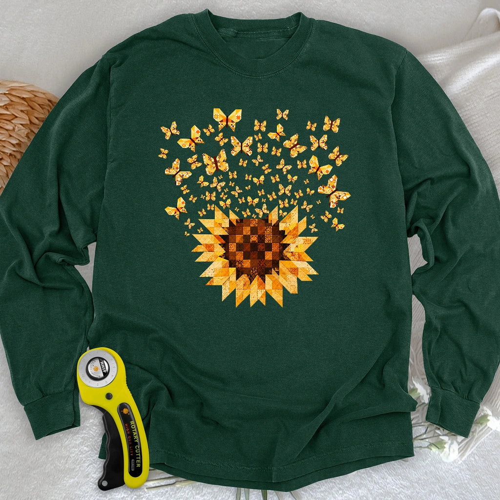 Sunflower Magic Quilt Bloom Long Sleeve T-shirt