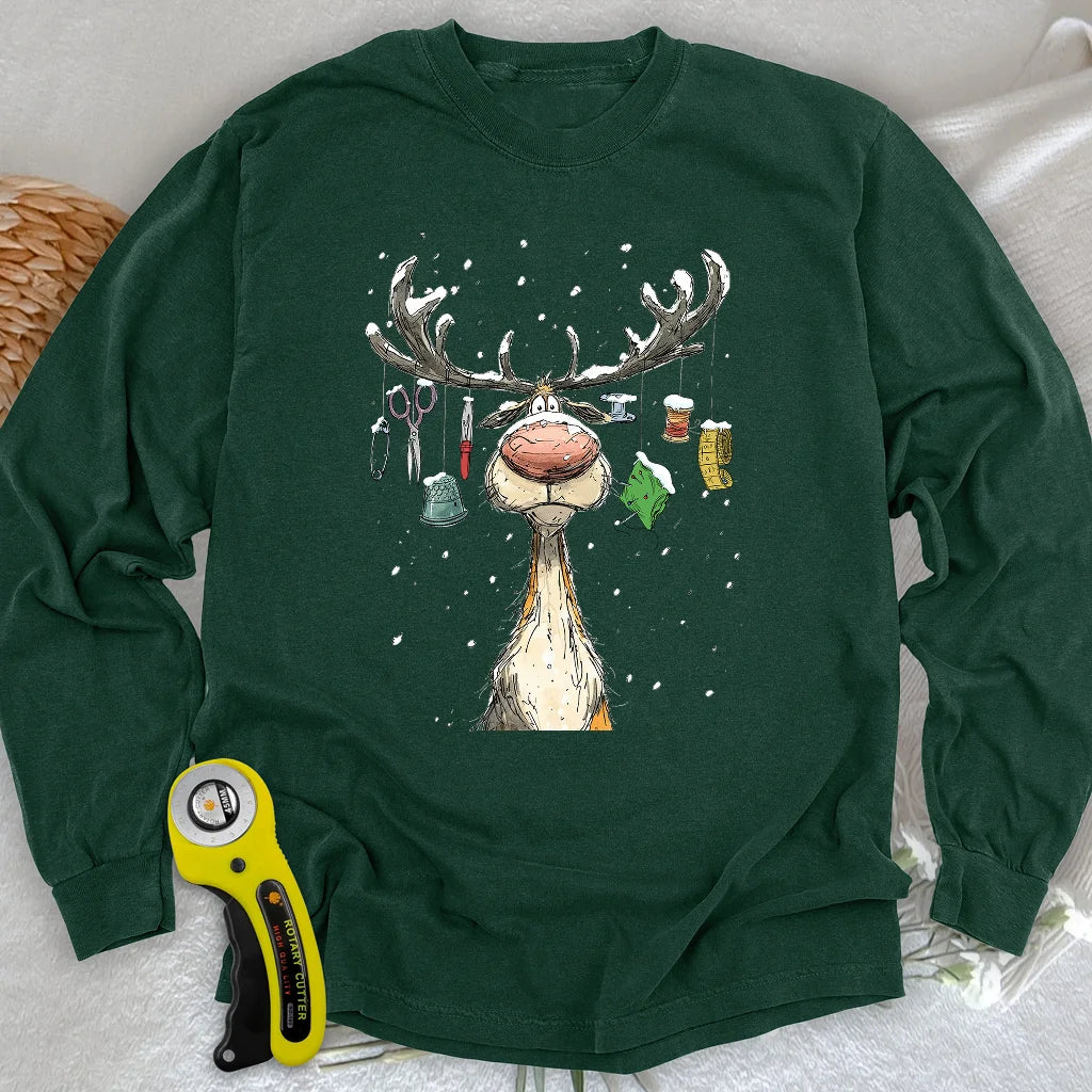Das Rentier-Steppdecken-Langarmshirt