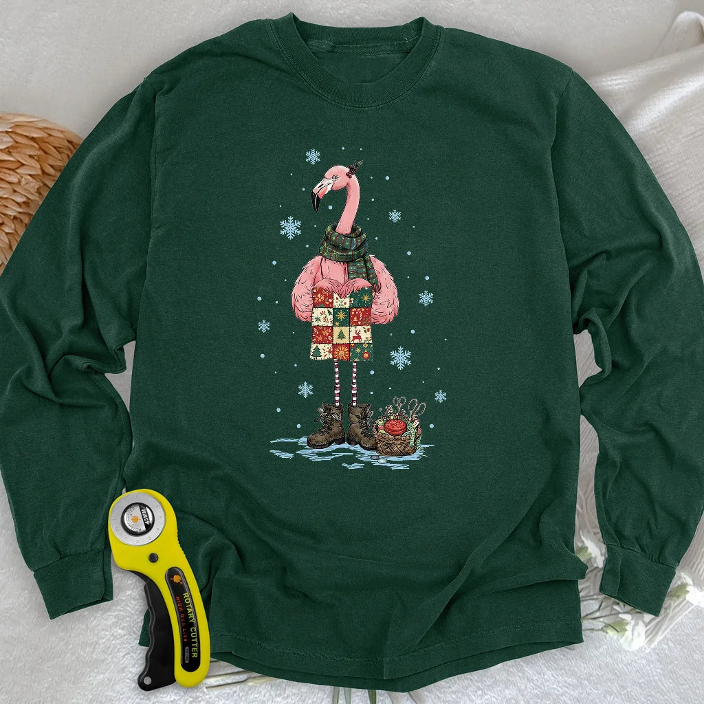 Winter Flamingo Long Sleeve T-shirt