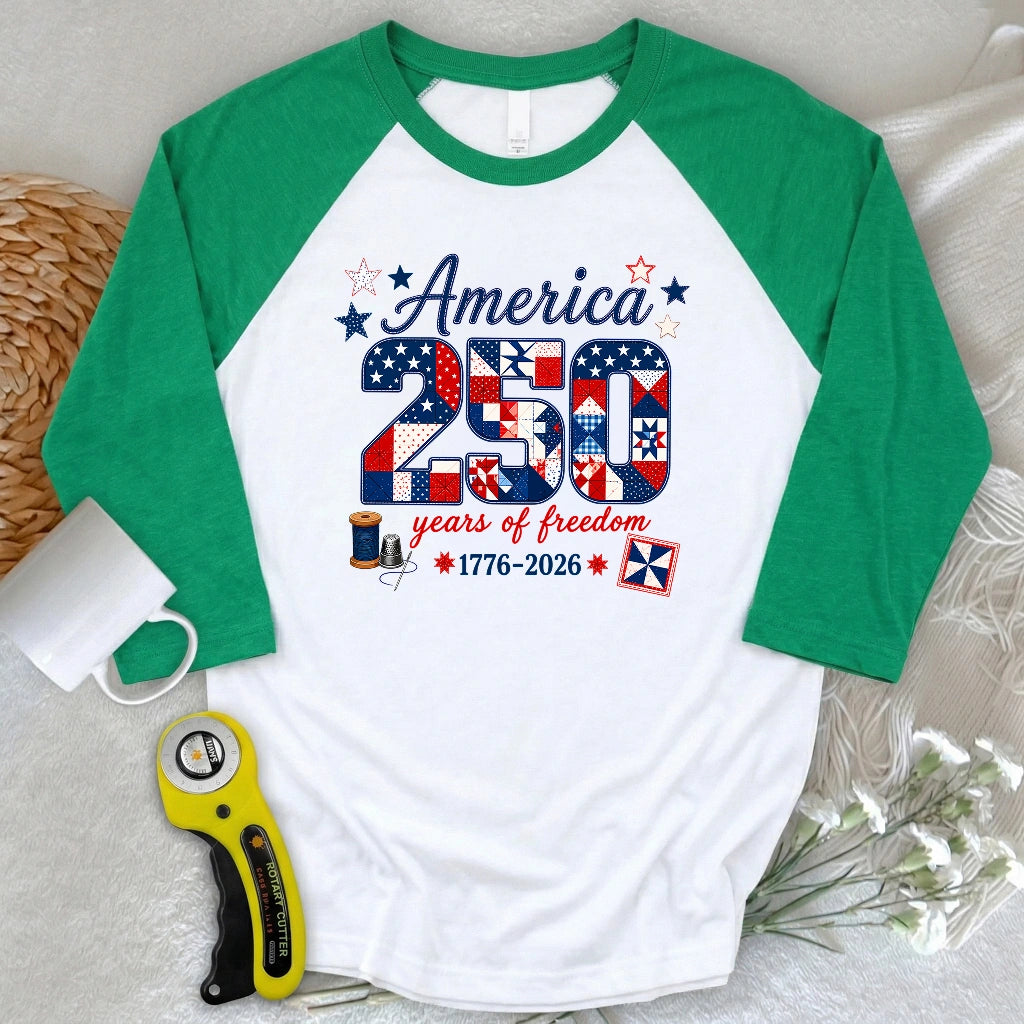 America 250: Pieced With Pride 3/4 Sleeve T-shirt
