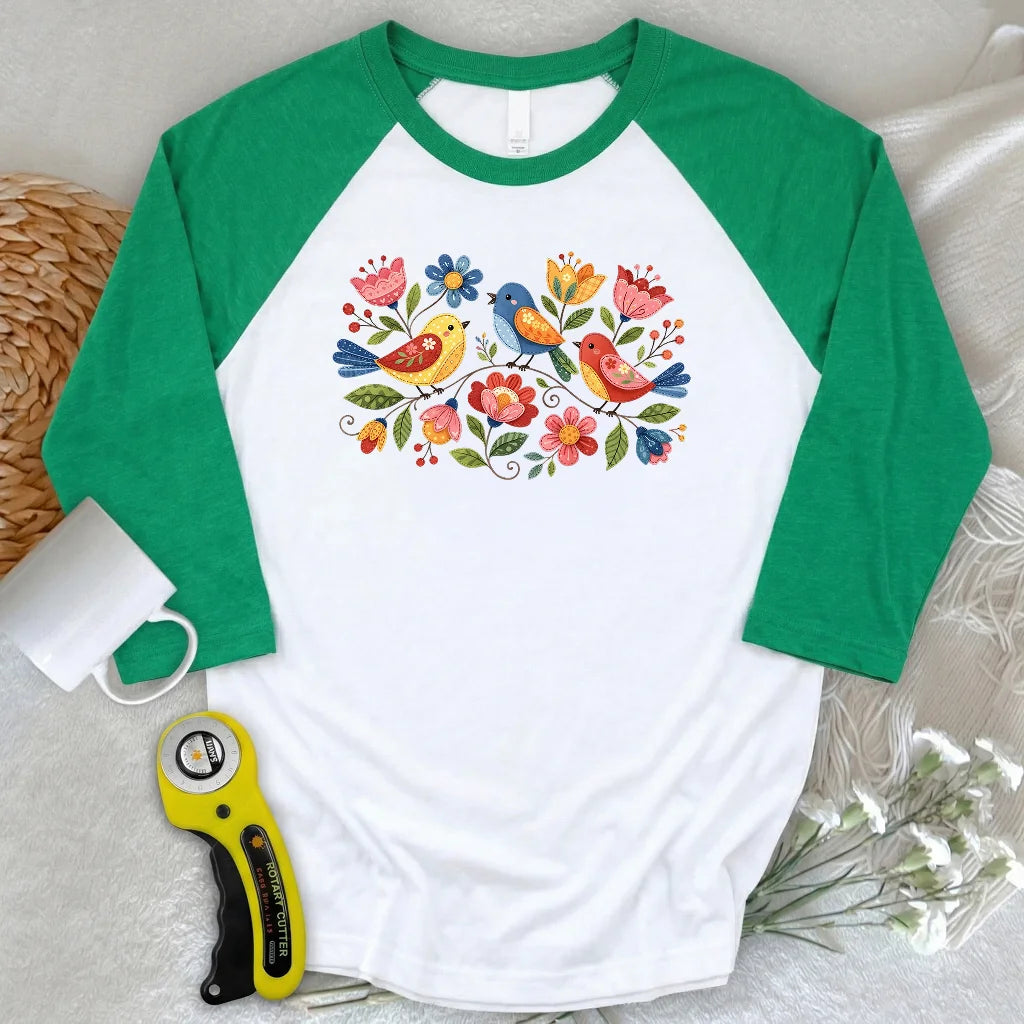 Appliqué Garden 3/4 Sleeve T-shirt