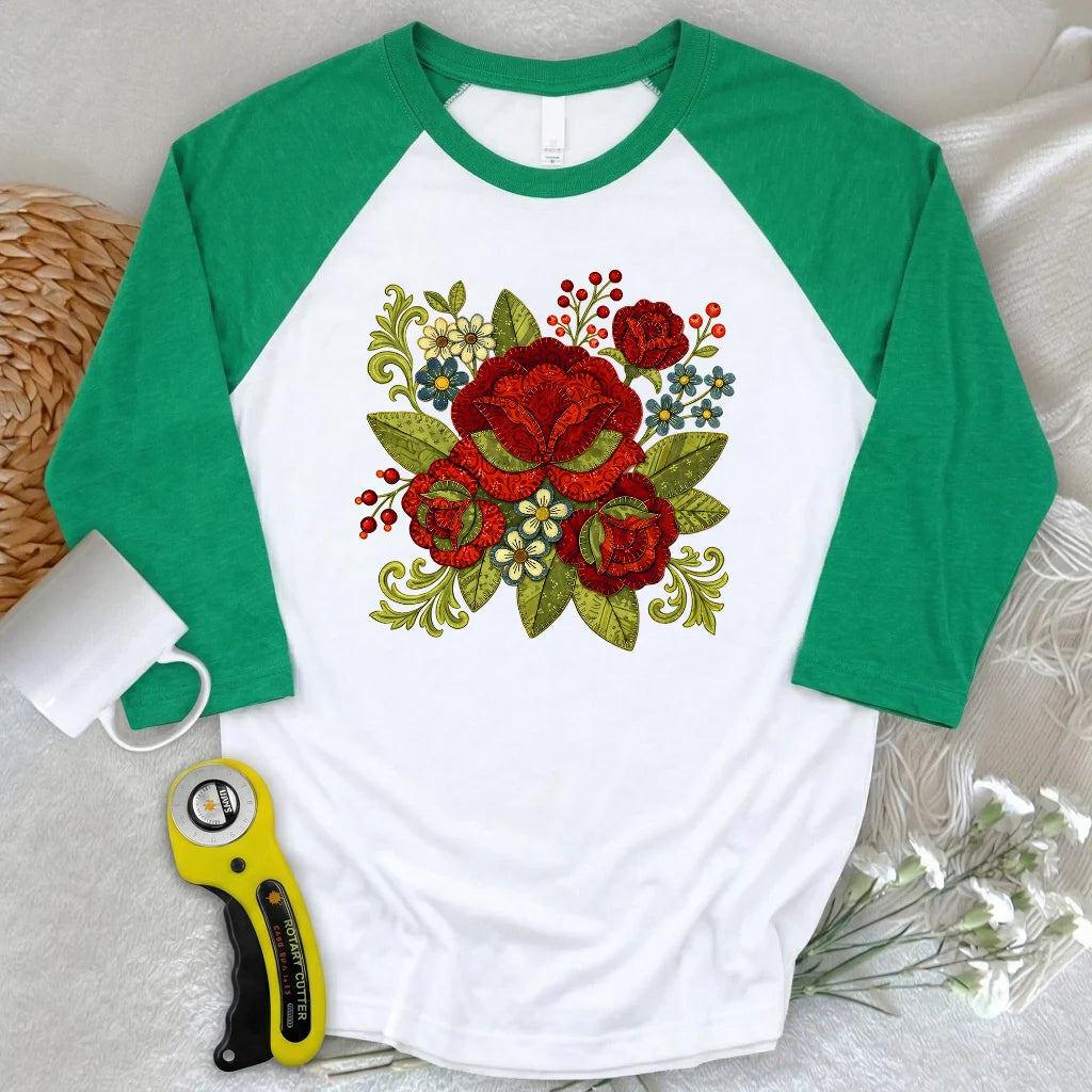 Appliqué Nerd 3/4 Sleeve T-shirt