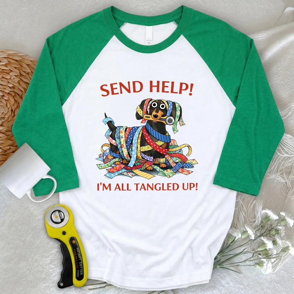 Fabric Strip Mess 3/4 Sleeve T-shirt