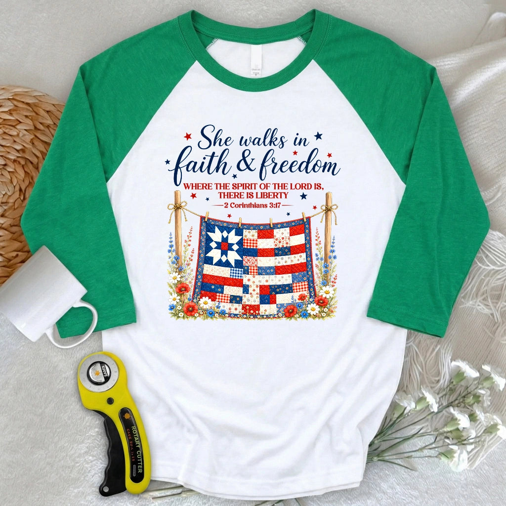 Faithfully Pieced 3/4 Sleeve T-shirt