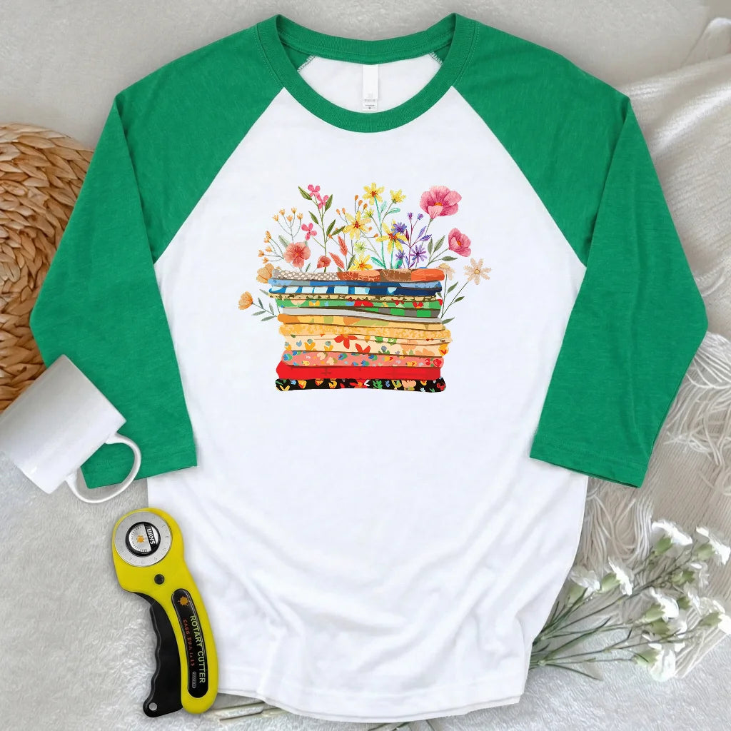 Floral Fabric 3/4 Sleeve T-shirt