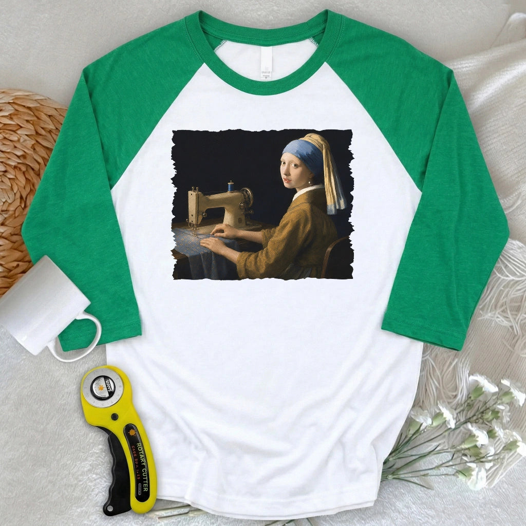 Girl With A Sewing Machine 3/4 Sleeve T-shirt
