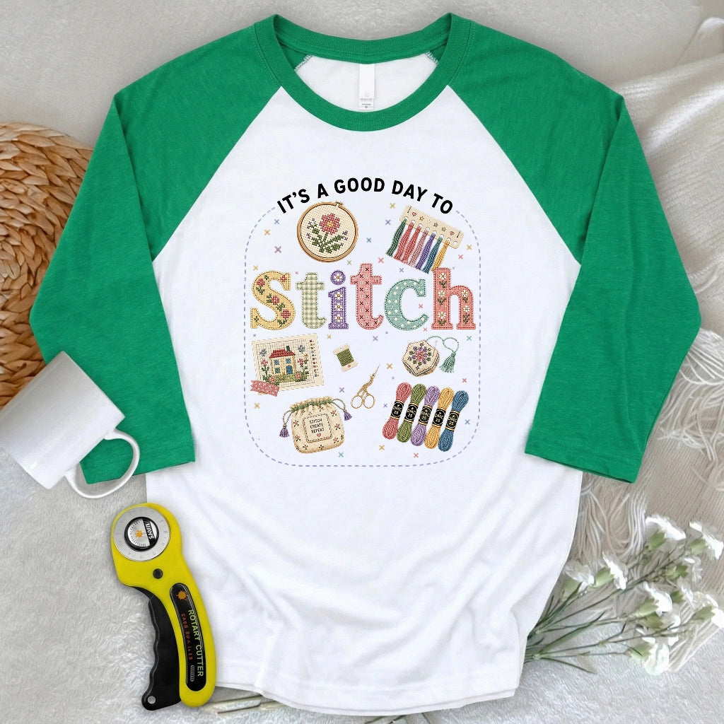 Good Day To Cross Stitch 3/4 Sleeve T-shirt