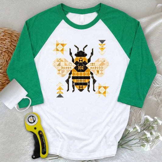 Patchwork Bee 3/4 Sleeve T-shirt