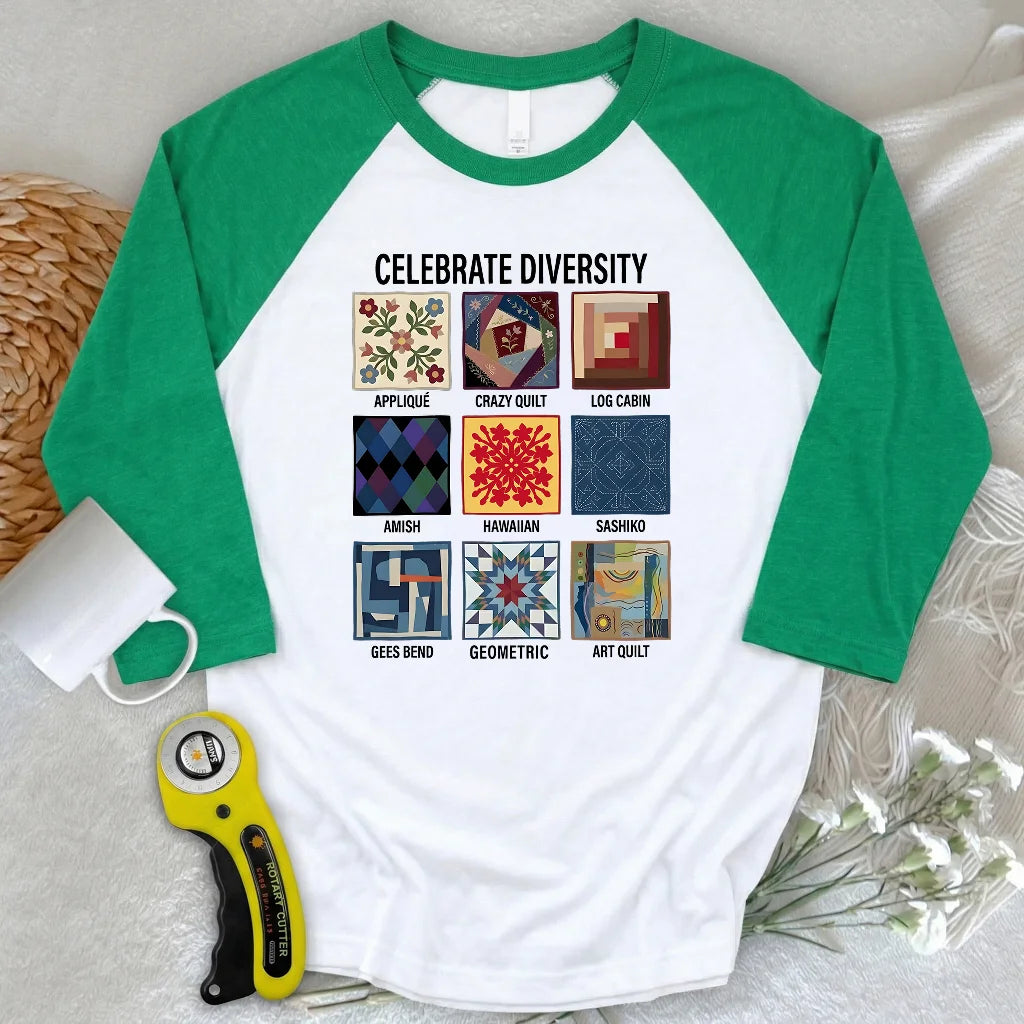 Patchwork Diversity 3/4 Sleeve T-shirt