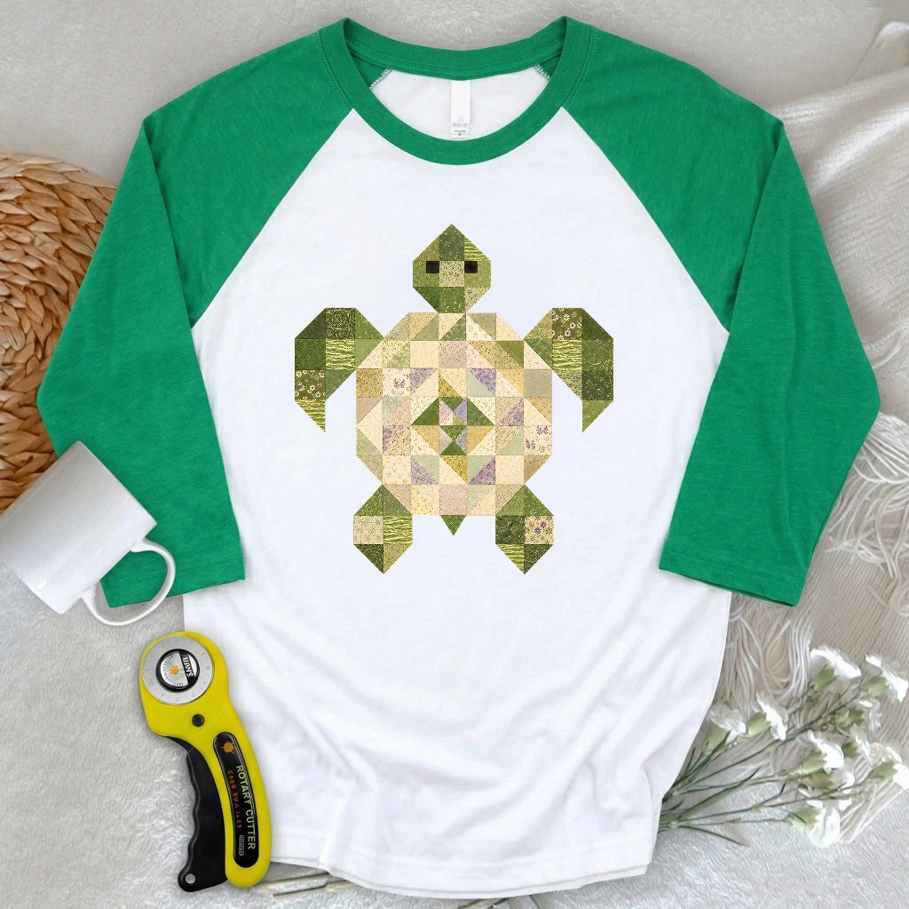 Patchwork Turtle 3/4 Sleeve T-shirt