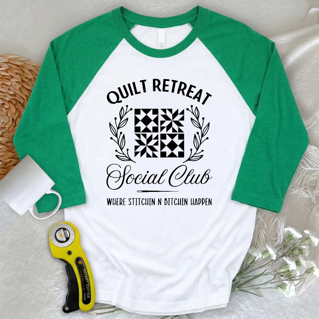 Quilt Retreat 3/4 Sleeve T-shirt