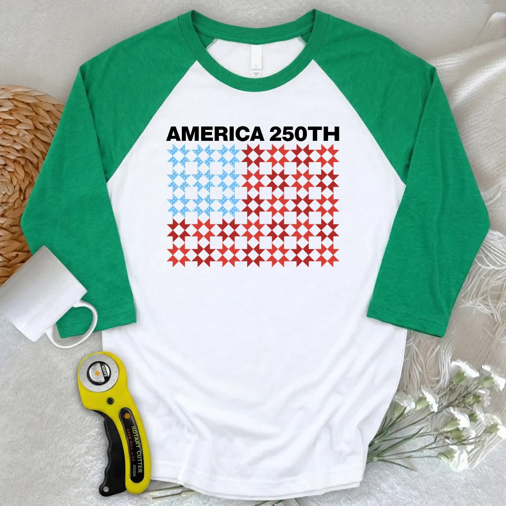 Quilted Tribute 3/4 Sleeve T-shirt