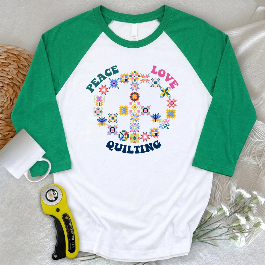 Quilting Brings Peace 3/4 Sleeve T-shirt