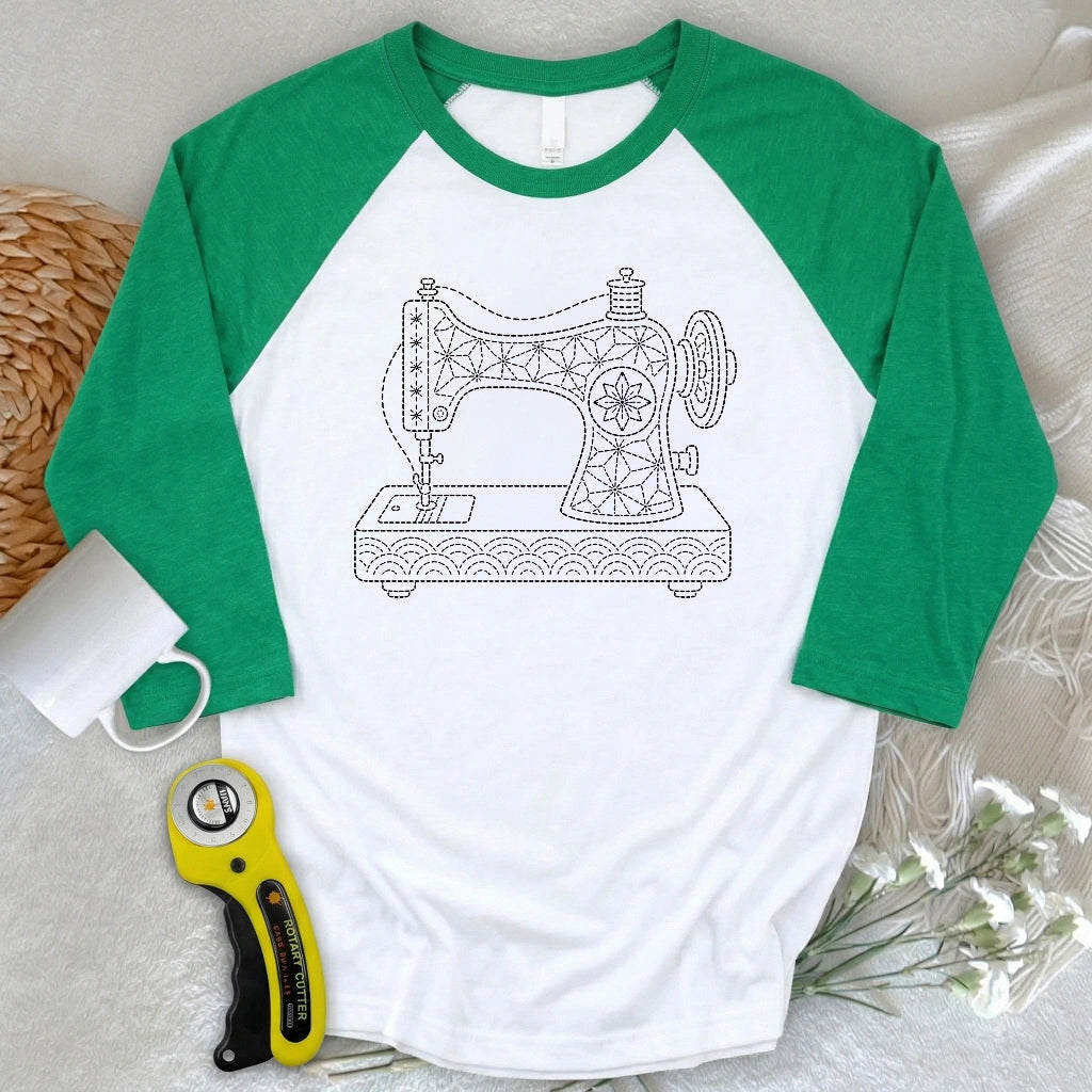 Sashiko Sewing Machine 3/4 Sleeve T-shirt
