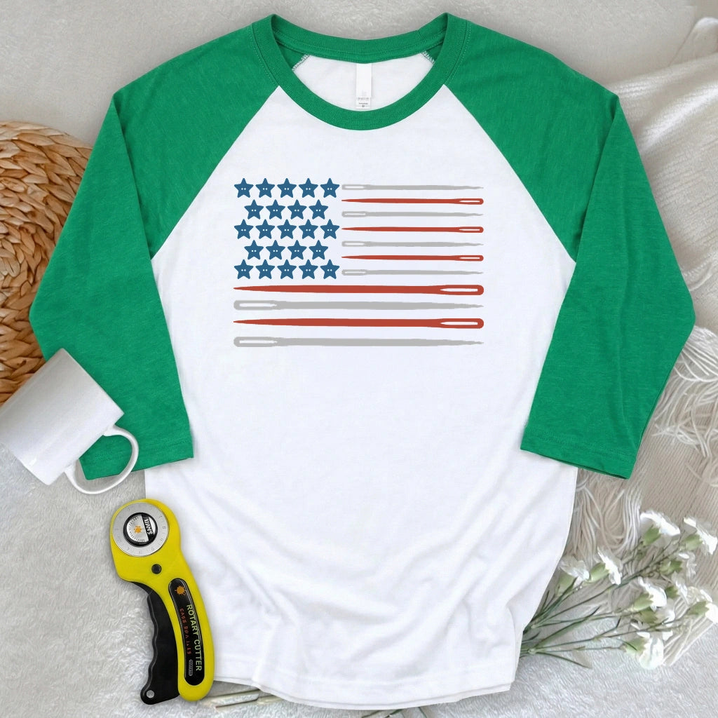 Sewing Flag 3/4 Sleeve T-shirt