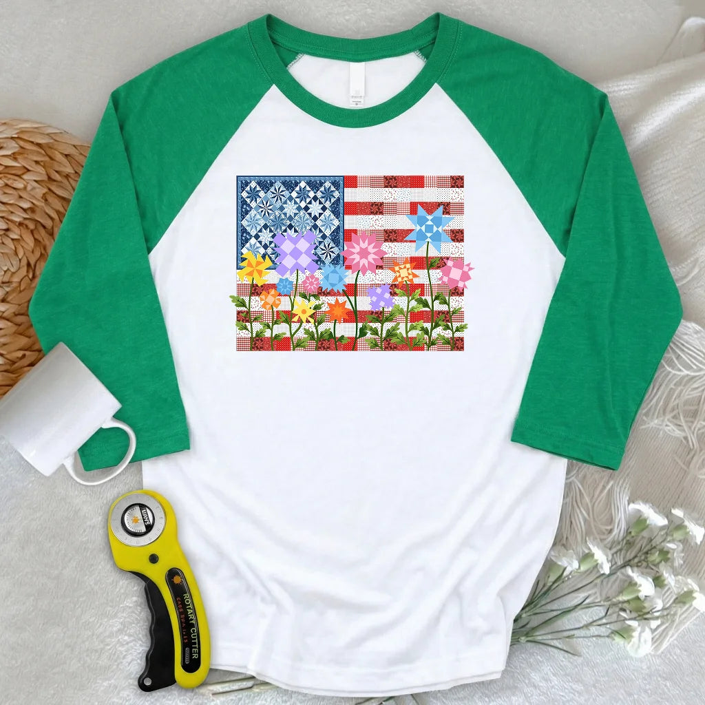 Stars, Stripes & Stitches 3/4 Sleeve T-shirt