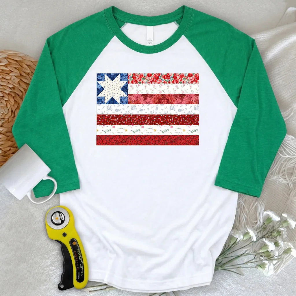 USA Star Flag 3/4 Sleeve T-shirt
