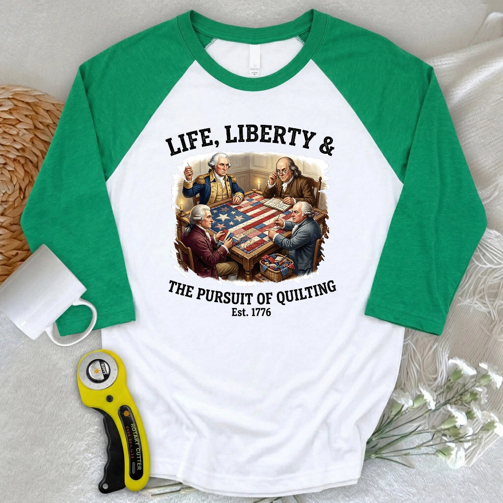 United We Quilt 1776 3/4 Sleeve T-shirt