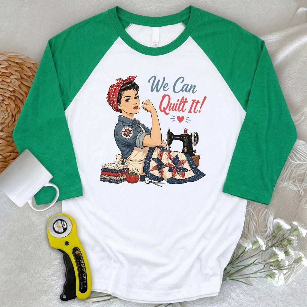 We Can Quilt It 3/4 Sleeve T-shirt