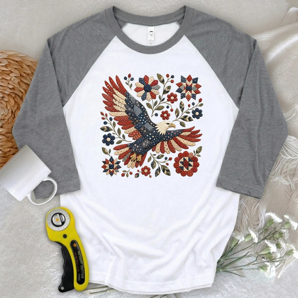 American Eagle Appliqué 3/4 Sleeve T-shirt