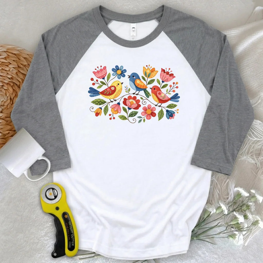 Appliqué Garden 3/4 Sleeve T-shirt