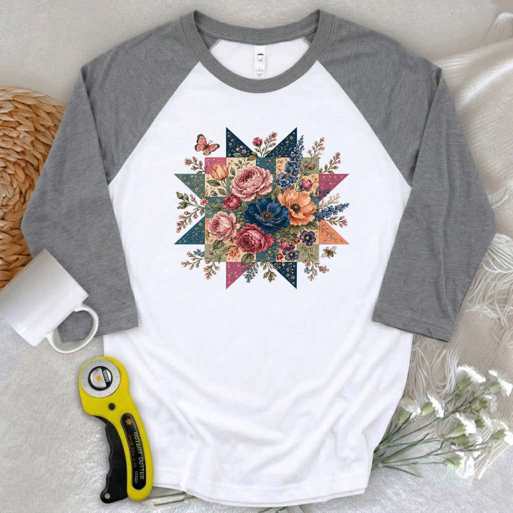 Blooming Patchwork Star 3/4 Sleeve T-shirt