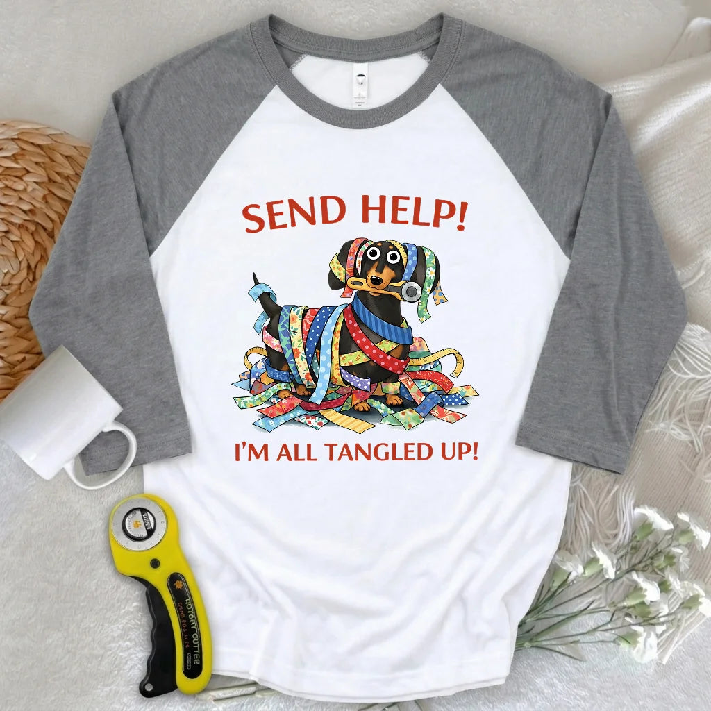 Fabric Strip Mess 3/4 Sleeve T-shirt