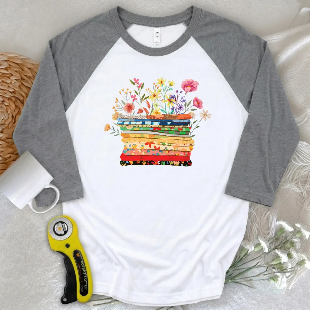 Floral Fabric 3/4 Sleeve T-shirt