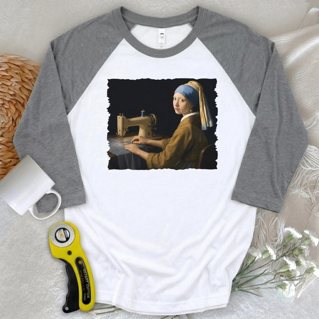 Girl With A Sewing Machine 3/4 Sleeve T-shirt