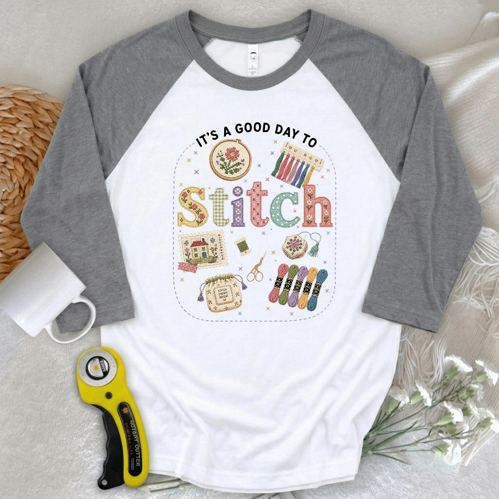 Good Day To Cross Stitch 3/4 Sleeve T-shirt