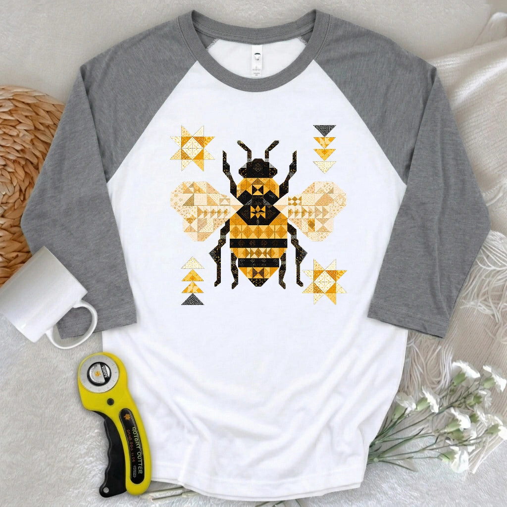 Patchwork Bee 3/4 Sleeve T-shirt