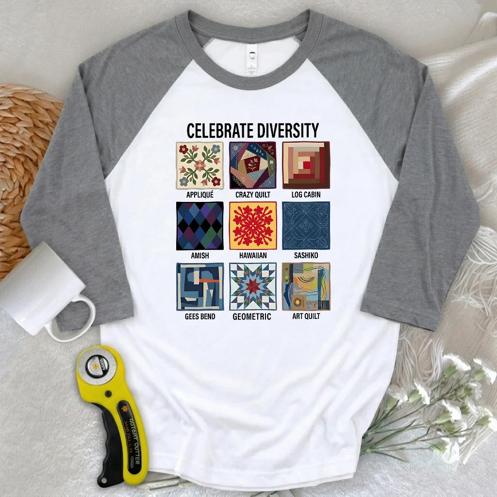 Patchwork Diversity 3/4 Sleeve T-shirt