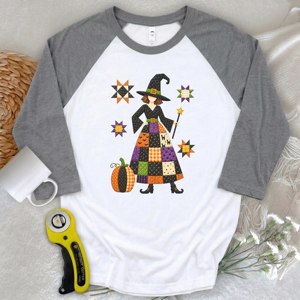 Patchwork Quilt Witch 3/4 Sleeve T-shirt