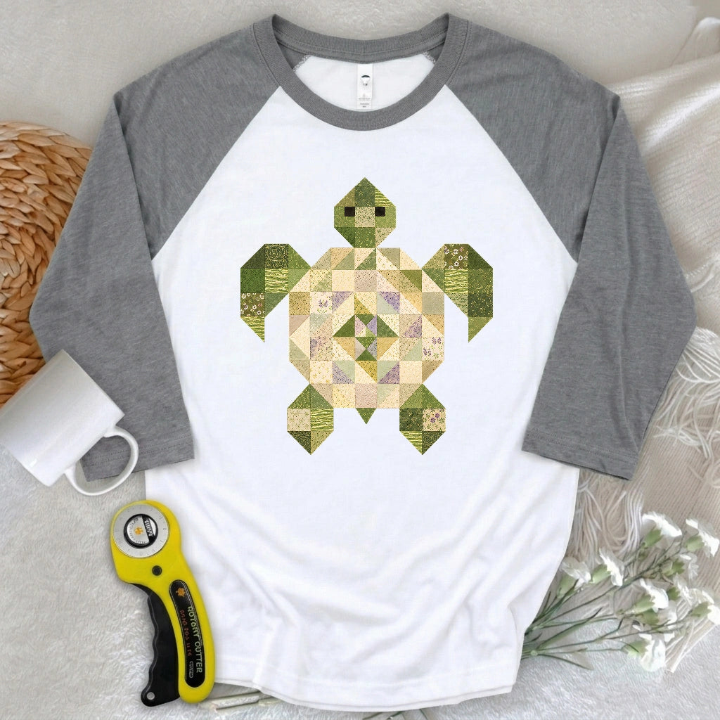 Patchwork Turtle 3/4 Sleeve T-shirt