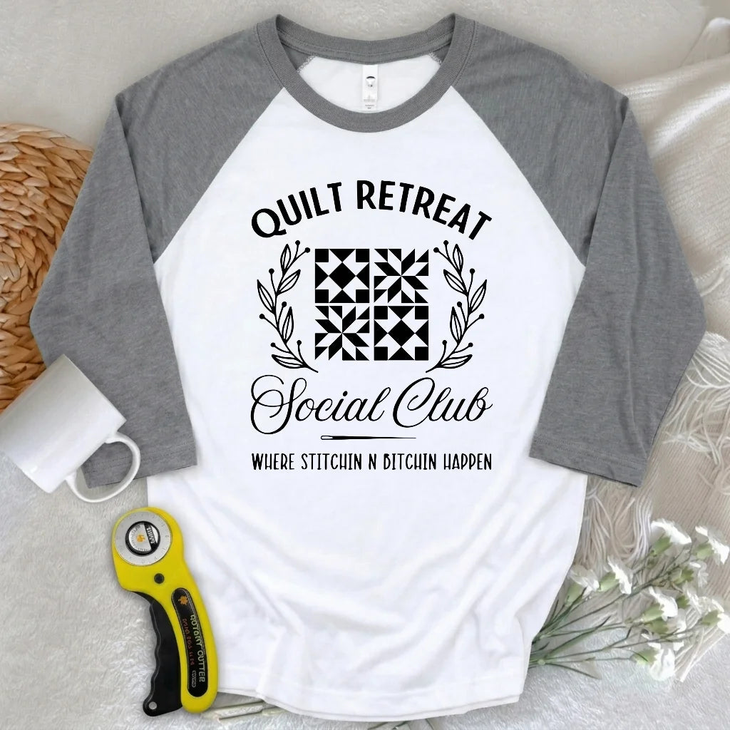 Quilt Retreat 3/4 Sleeve T-shirt
