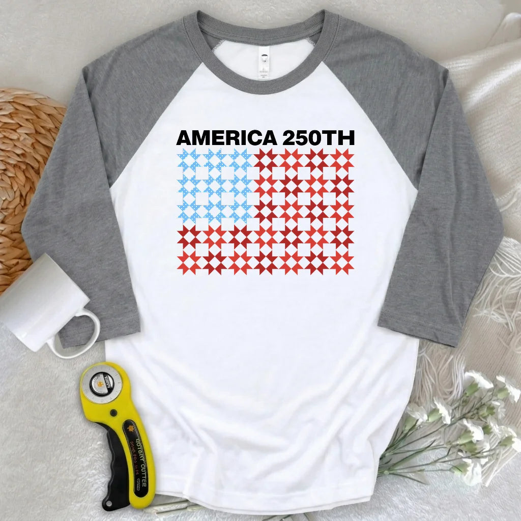 Quilted Tribute 3/4 Sleeve T-shirt