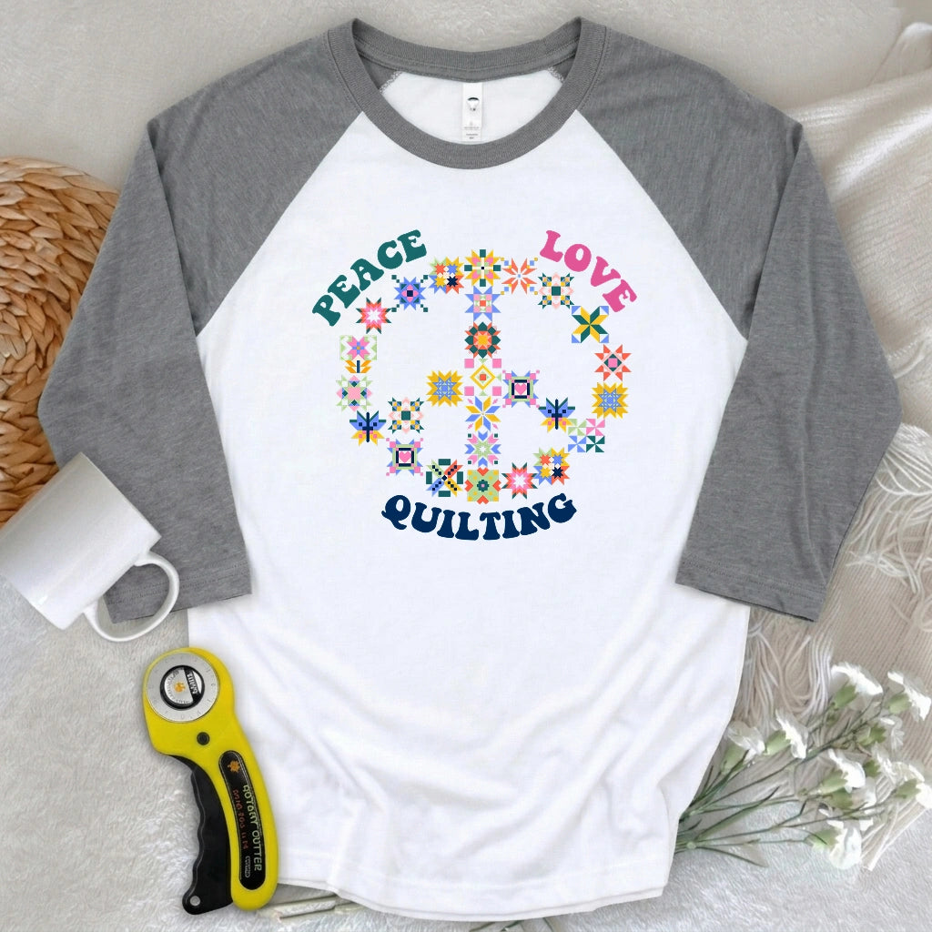 Quilting Brings Peace 3/4 Sleeve T-shirt