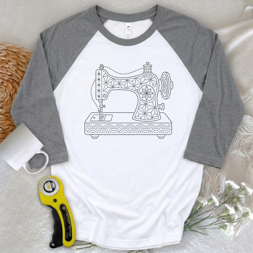 Sashiko Sewing Machine 3/4 Sleeve T-shirt