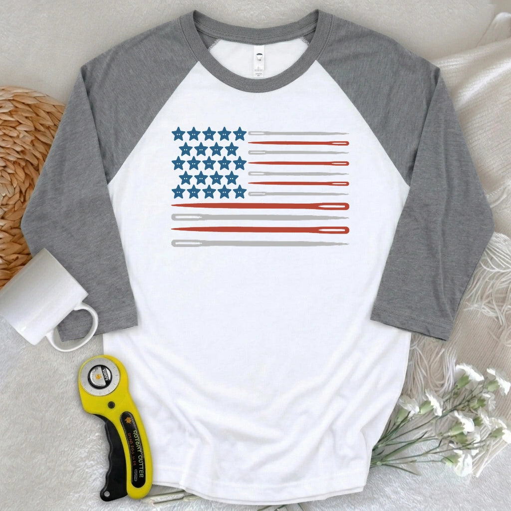 Sewing Flag 3/4 Sleeve T-shirt